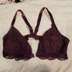 Burgandy Pink Brand Front Clasp Velvet Lined Bralette